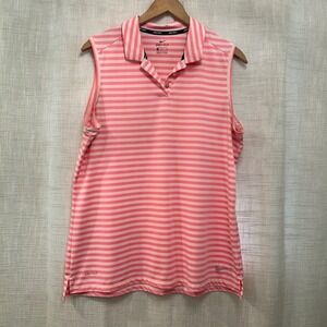 Nike Dri-FIT‎ Victory Striped Womens XL Sleeveless Golf Polo Shirt Collared